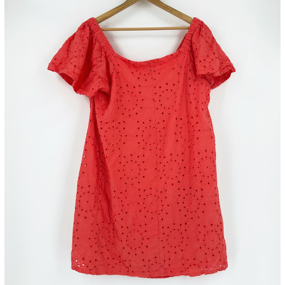 Lane Bryant Womens Embroidered Eyelet Peasant Dress 26/28 Mini Crochet Boho - Picture 5 of 10